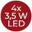 4x3,5W LED