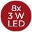 8x3W LED